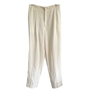 Vintage Jacqueline Ferrar Ivory Cream Silk Trousers‎ Pants 12P